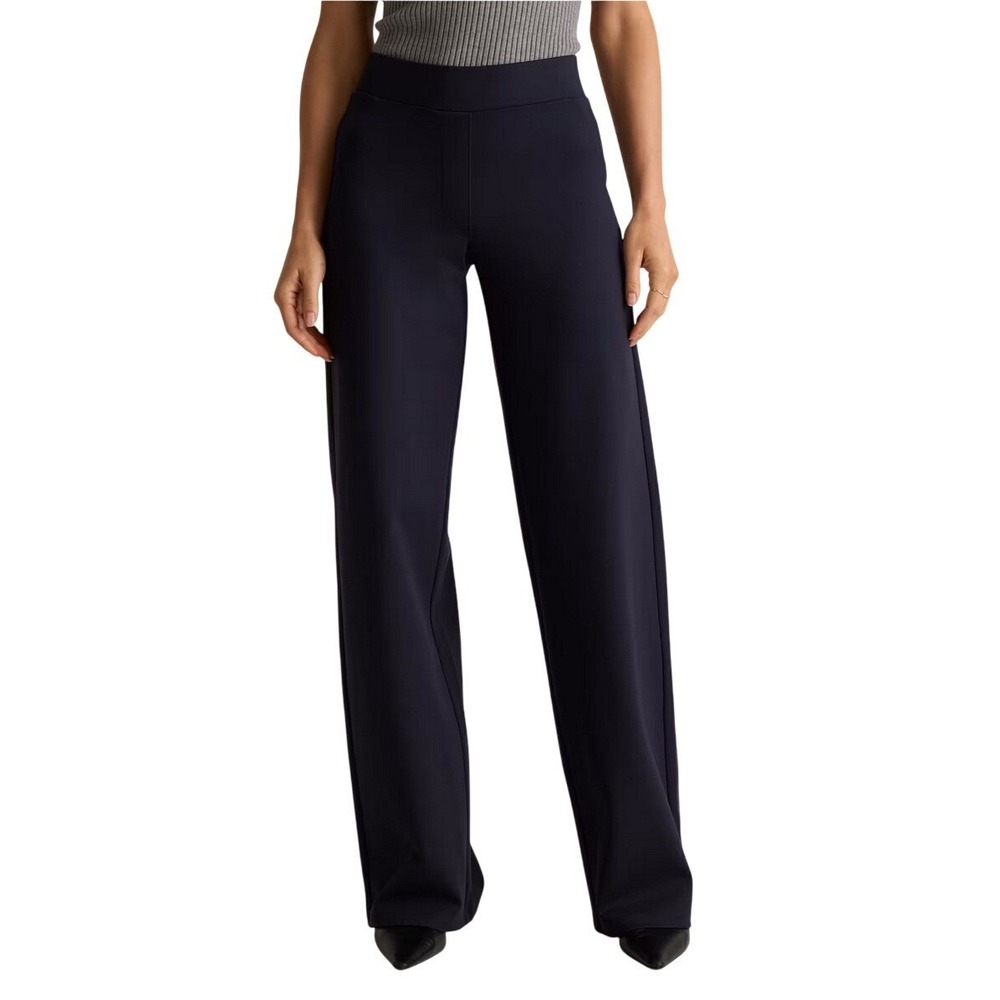 Quince Ultra-Stretch Ponte Wide Leg Pants Trousers Navy Office Work (Size M)